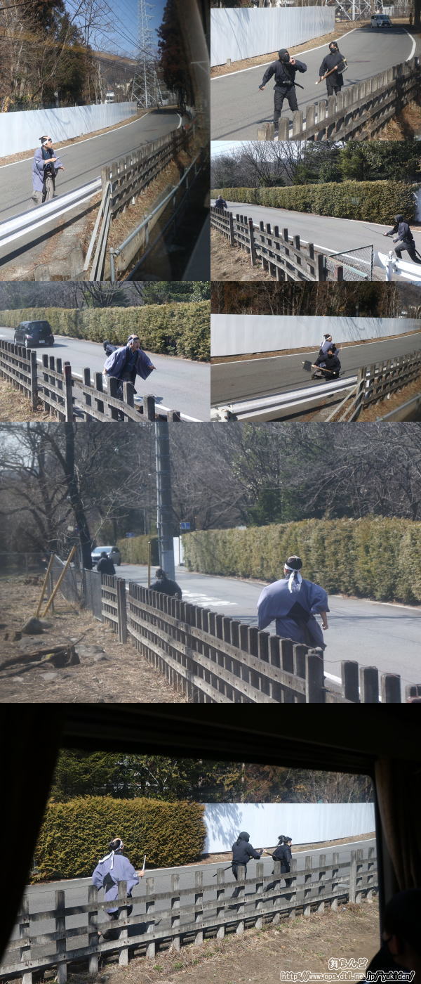 東武ワールドスクウェア駅の脇での捕り物（SL大樹2号／3月7日）