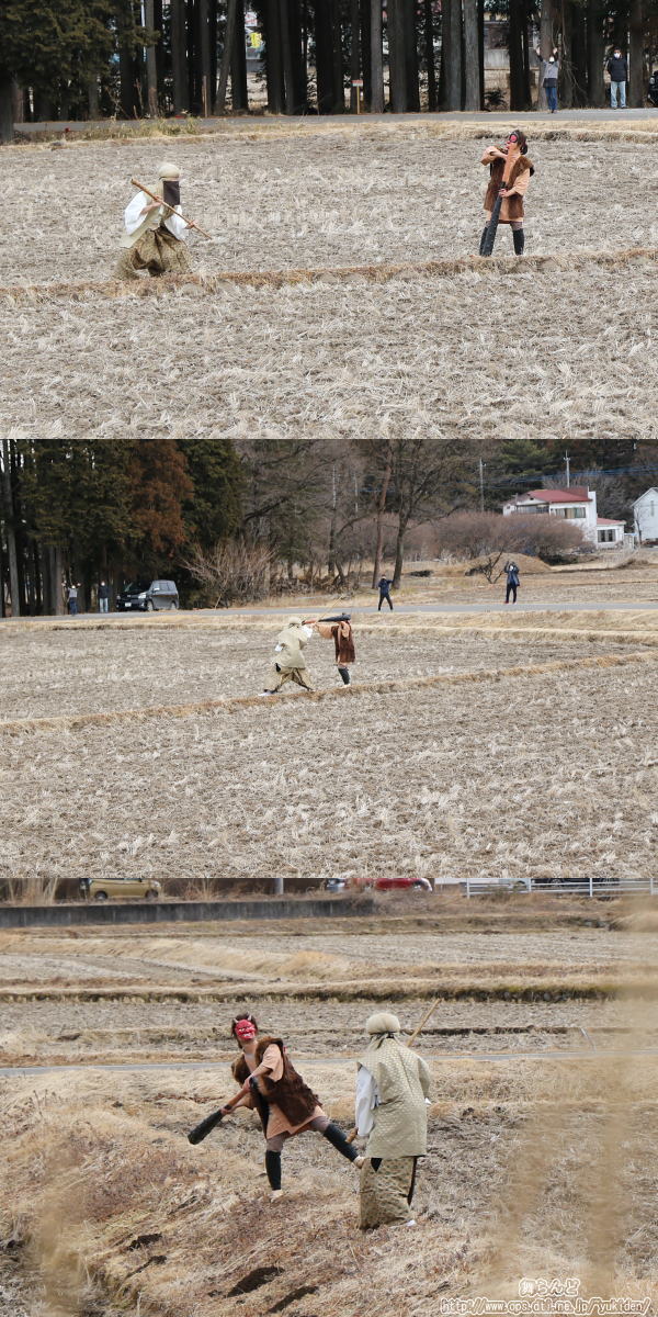 田んぼの中での鬼怒太と蛇抜け衆との戦い（2/19　SL大樹5号）