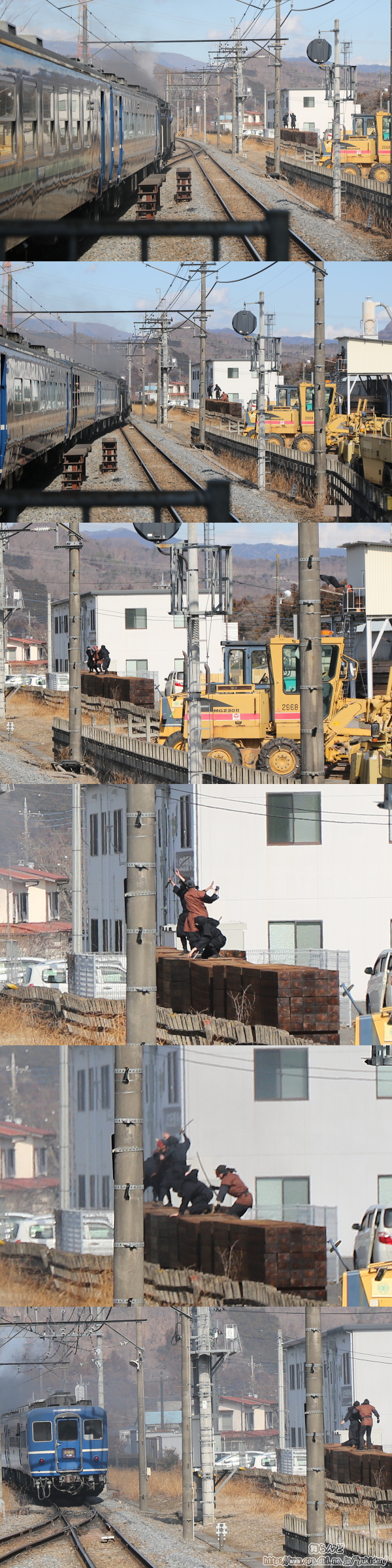 大桑駅の先で行われた江戸忍者と鬼面盗賊の戦い（3/4　SL大樹5号）
