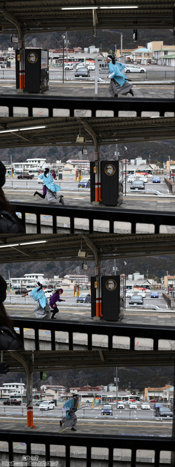 鬼怒川温泉駅のホーム上の捕り物（その2　SL大樹6号　2/18）