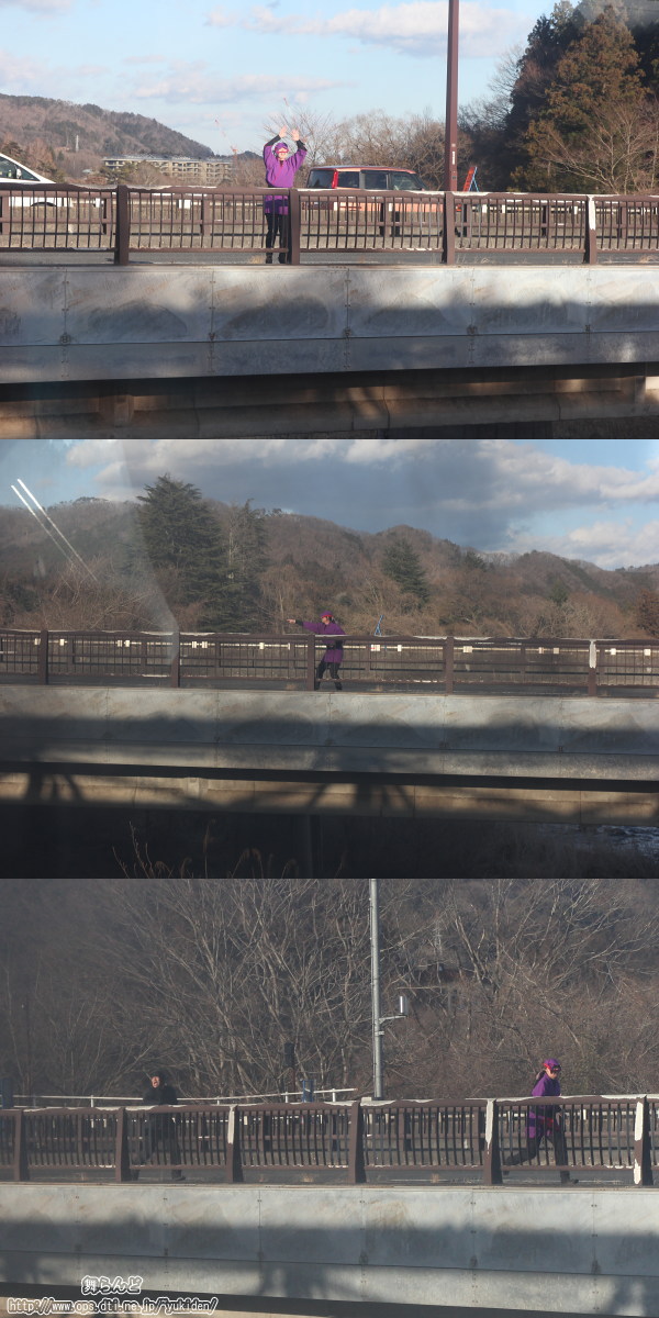 砥川橋でEDO WONDER TRAINを追いかける女ねずみお京と雷お新率いる盗賊団（2/24　SL大樹6号）