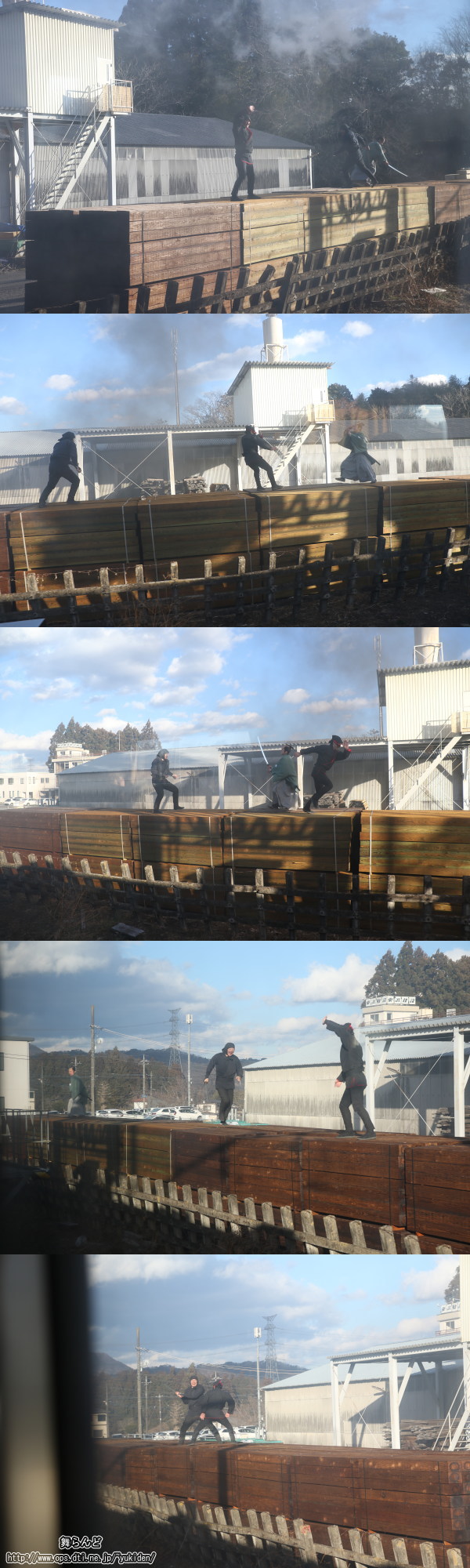 東武建設敷地内で戦う徳川家臣、雷お新の盗賊団、鼠小僧次郎吉（2/24　SL大樹6号）