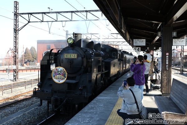 4番ホームに入線するEDO WONDER TRAIN（3/1　SL大樹5号）