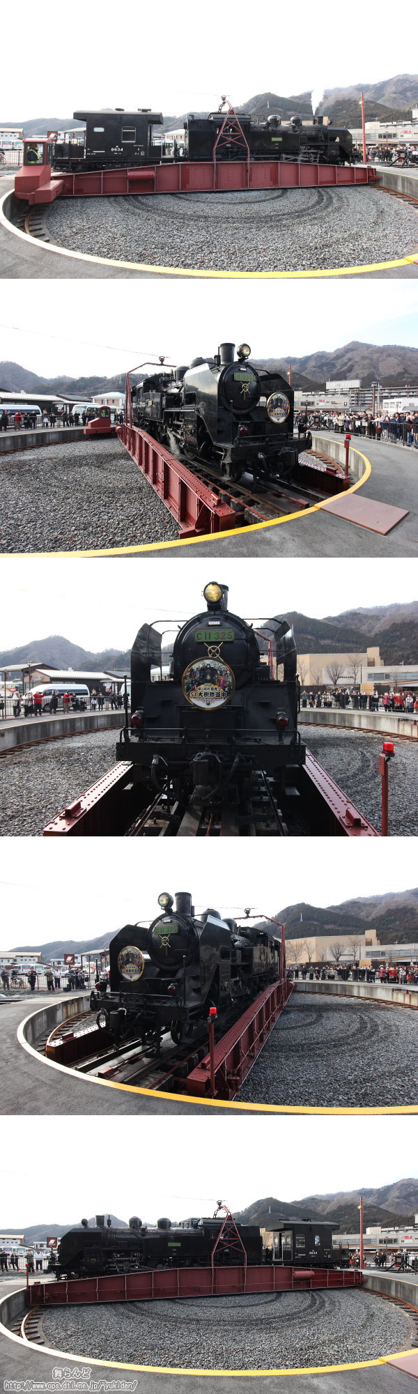 転車台で方向転換するC11 325（2/20　SL大樹6号）