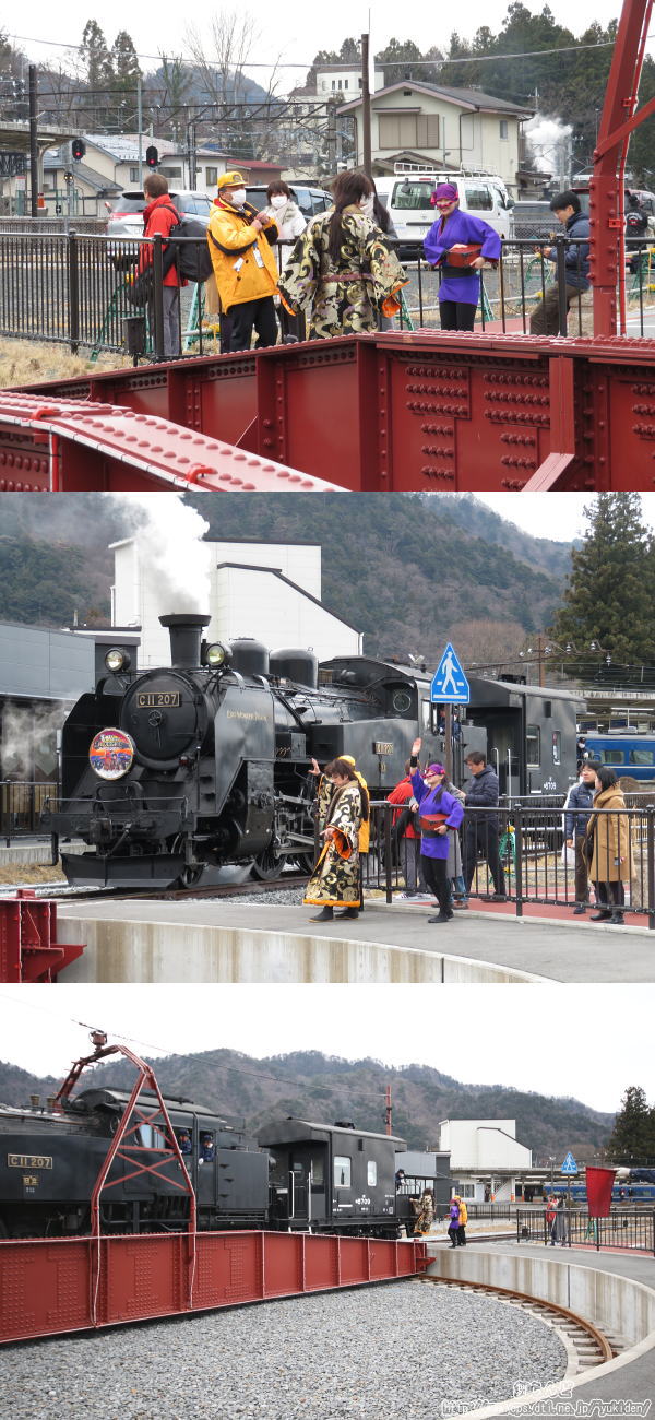 ヨ8709に乗り込む石川五右衛門と女鼠小僧