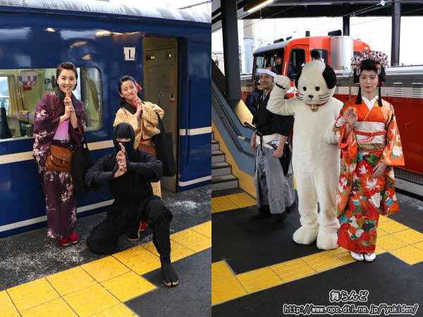 下今市駅ホームで江戸の住民の撮影（2019-2-9／下今市／SL大樹4号）
