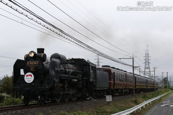 雨の中を行くSL鉄道開業150周年×秩父鉄道創立123周年記念号