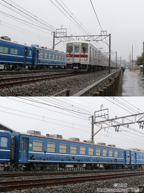 海側から撮影したスハフ14-5、オロ12-5、オロ12-10の甲種輸送列車（その２）
