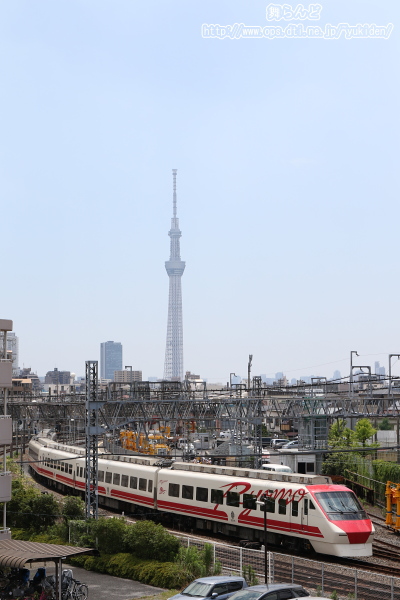 東京スカイツリーと普悠瑪（ぷゆま）カラーの208F（その２）