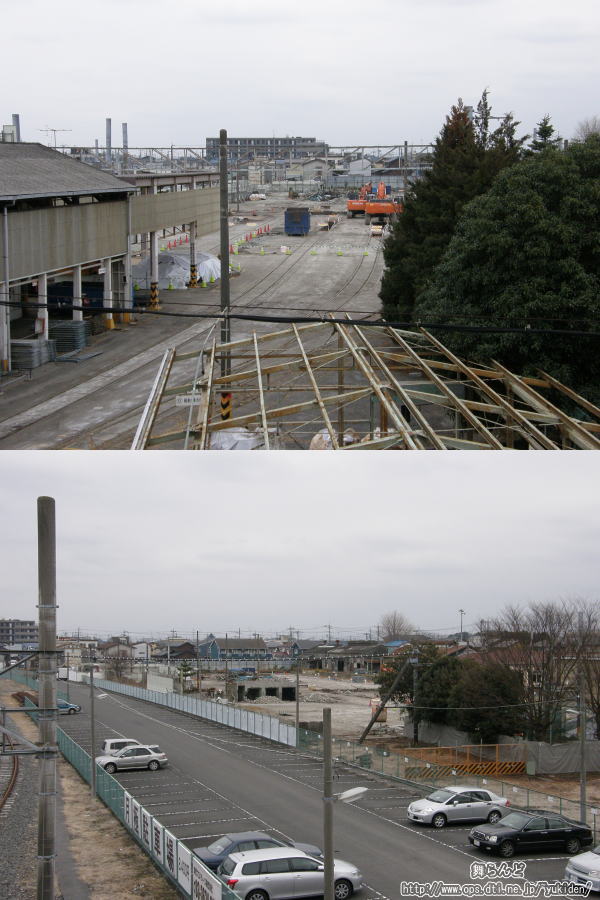 建物の撤去作業により更地が出来はじめた杉戸工場の様子（2012年3月）